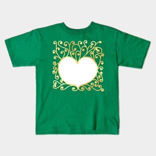 Heart white curly gold Kids T-Shirt